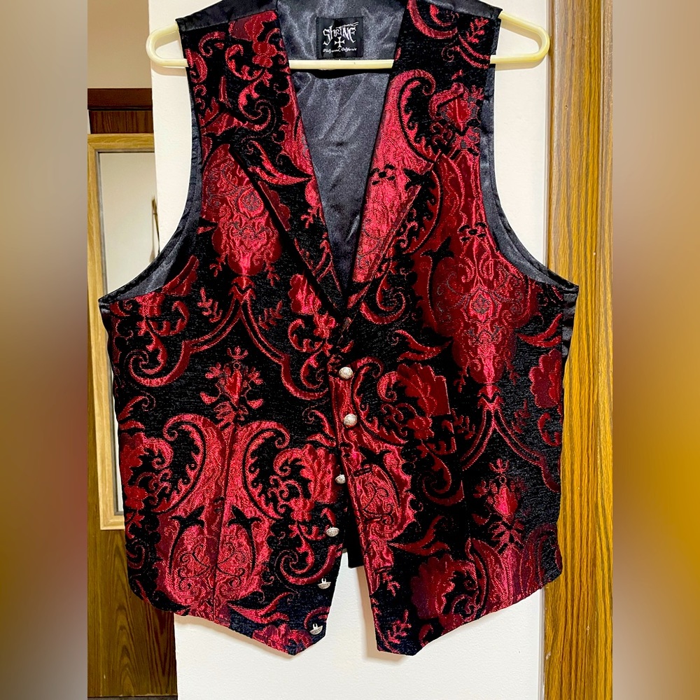 Shrine Faux Silk Brocade Vest.